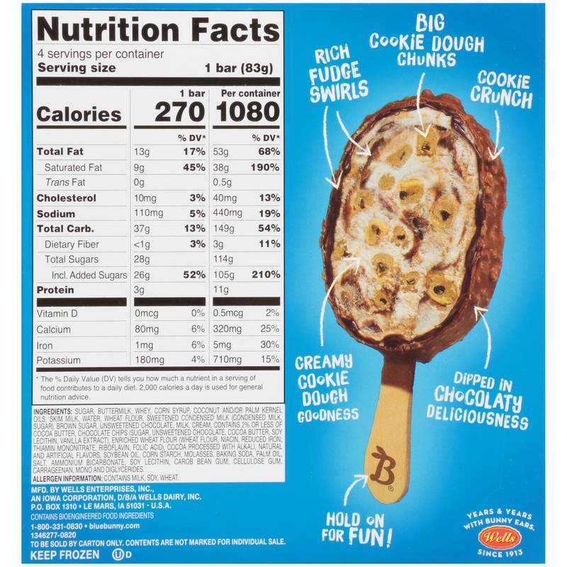 Blue Bunny Load'd Cookie Dough Bars 4ct 13.4oz