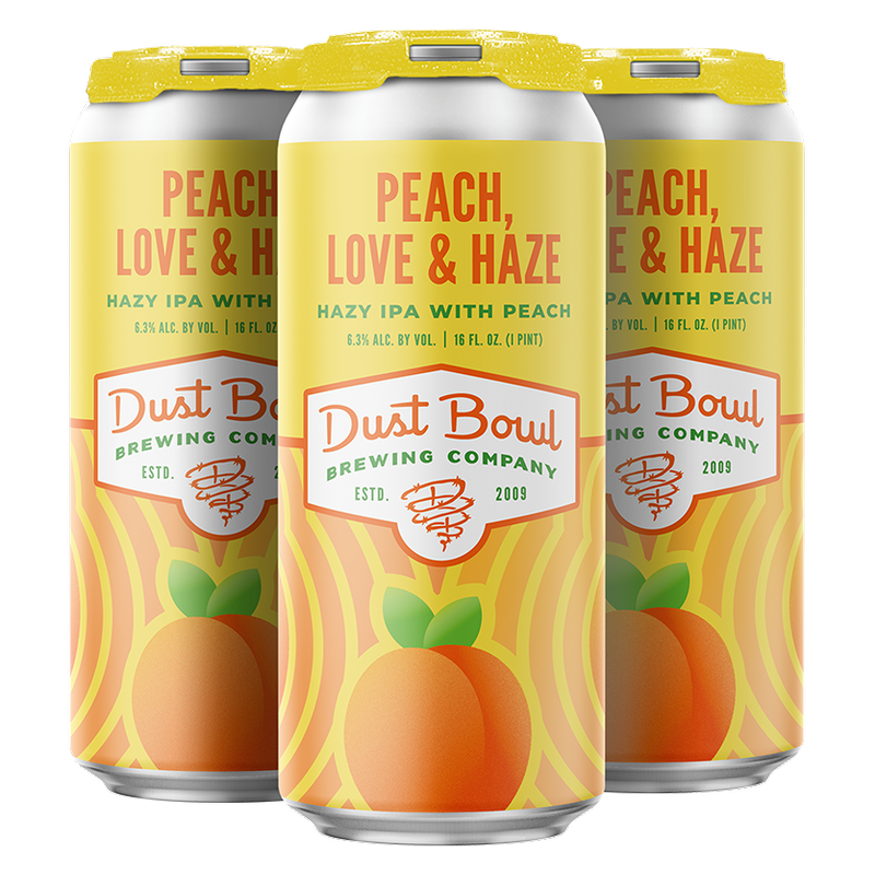 peace lily and beer Dust Bowl Brewing Peach Love Hazy IPA 4pk 16oz Can