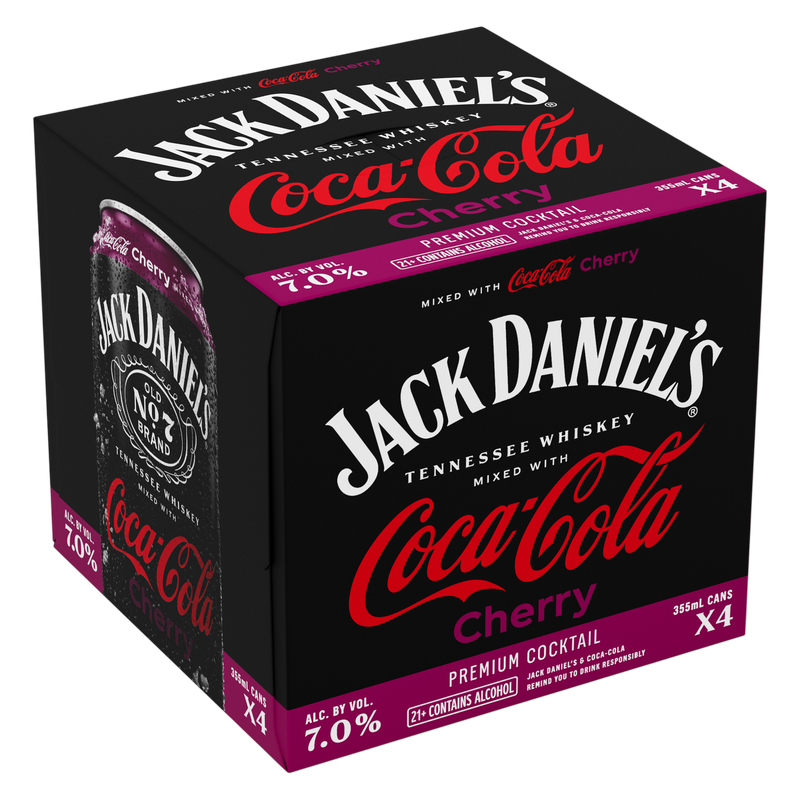 Jack Daniel's & Coca-Cola Cherry 4pk 12oz Cans 7% ABV - Jack