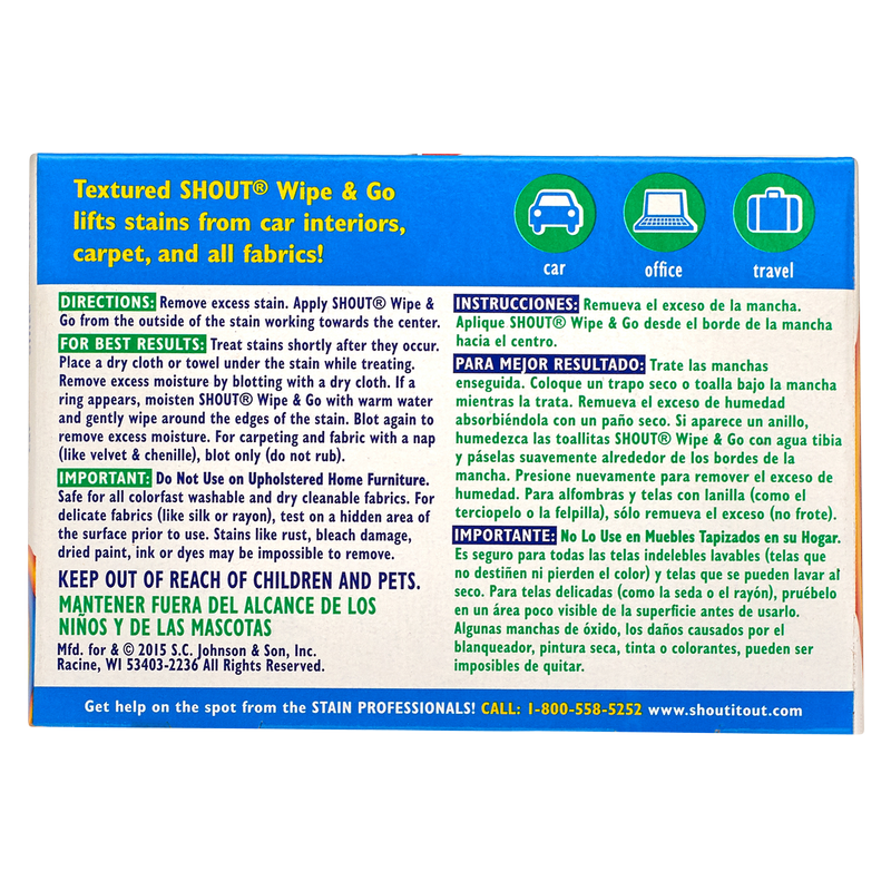 Shout Wipe & Go Wipes 12ct