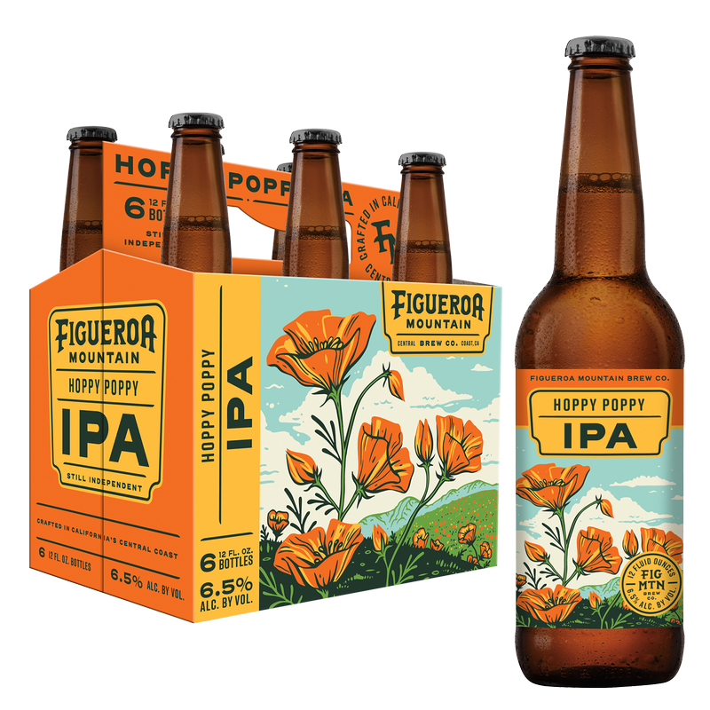 Figueroa Mountain Hoppy Poppy IPA 6pk 12oz Btl - Figueroa Mountain