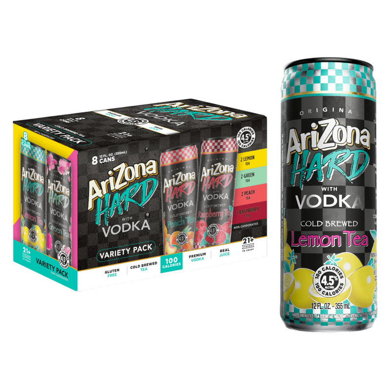 Arizona Hard Tea Vodka Variety Pack 8pk 12oz Can - Arizona Hard