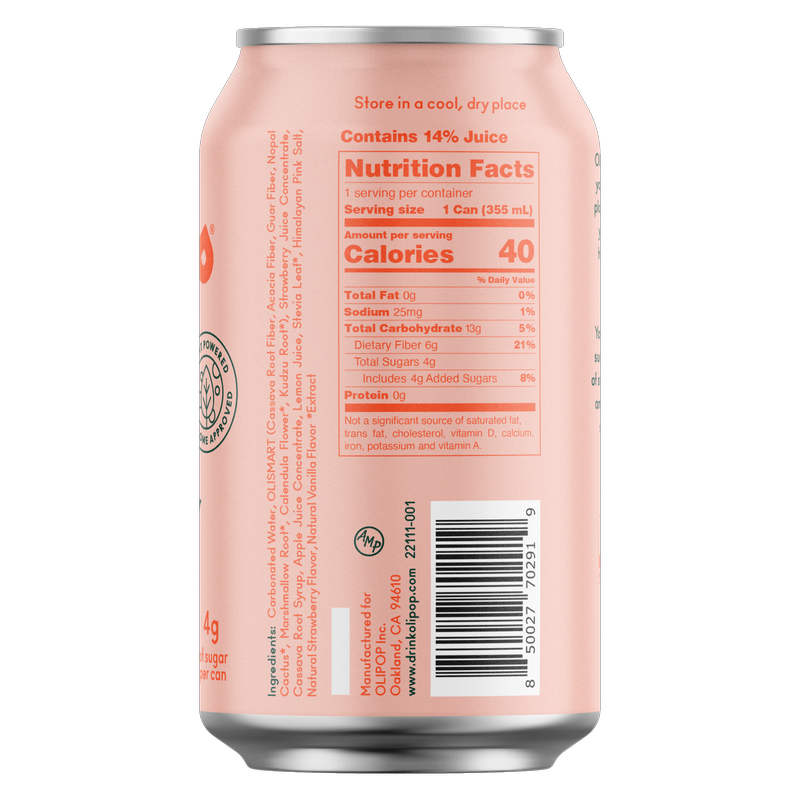 Olipop Strawberry Vanilla 12oz Can Shelf Stable