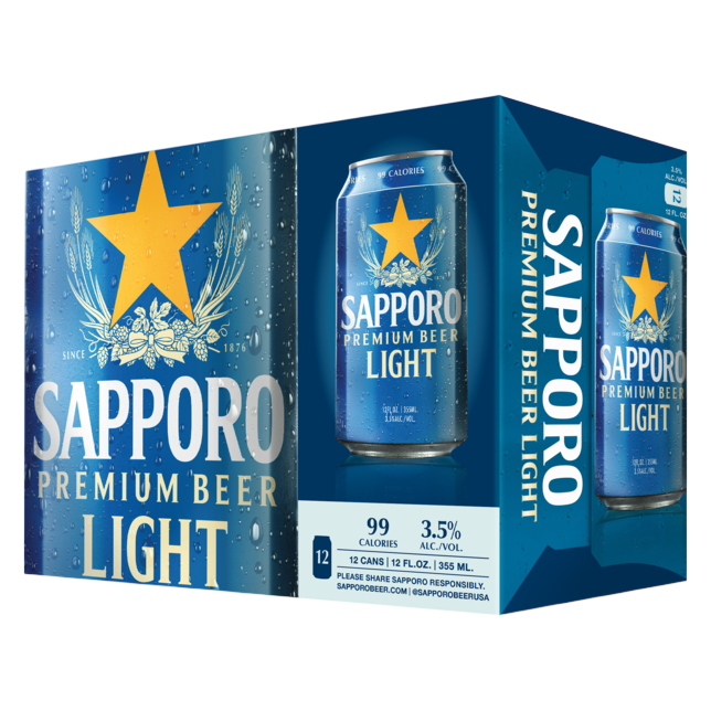Sapporo Light 12pk 12oz Can - Sapporo – BevMo!