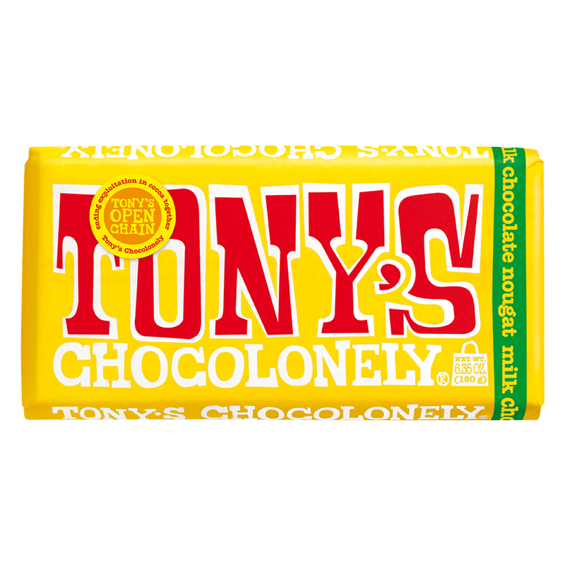 Tony's Chocolonely 32% Milk Chocolate with Honey Almond Nougat Bar