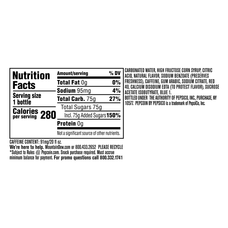 Mountain Dew Pitch Black 20oz Bottle