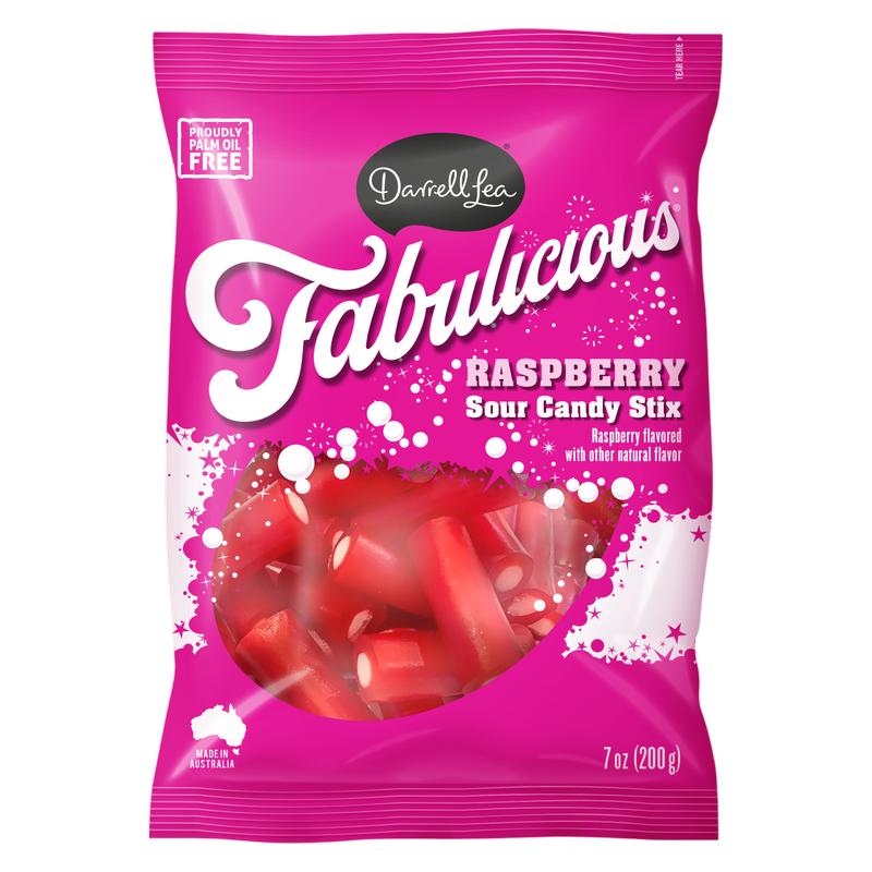 ラッキーイノリ Darrell Lea Fabulicious Raspberry Sour Candy Stix, 7oz - Darrell