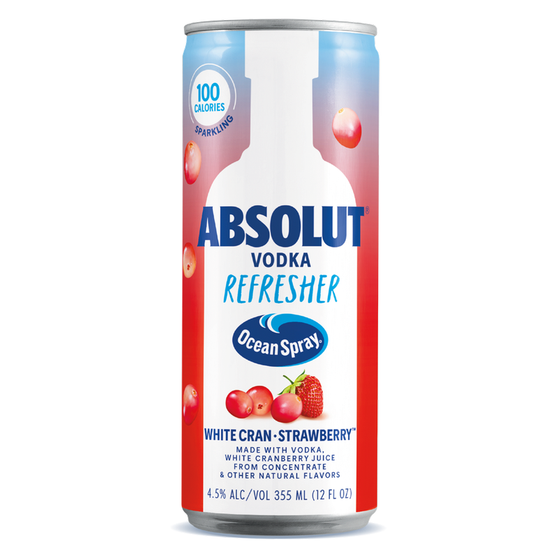 Absolut Vodka Refreshers White Cranberry Strawberry 12oz Can