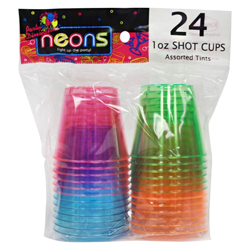 Party Dimensions Neon Colored Plastic 1oz Shot Cups 24ct