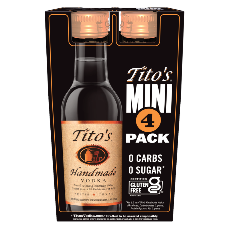 Tito's Handmade Vodka 4pk 50ml (80 Proof) - Tito's Vodka – BevMo!