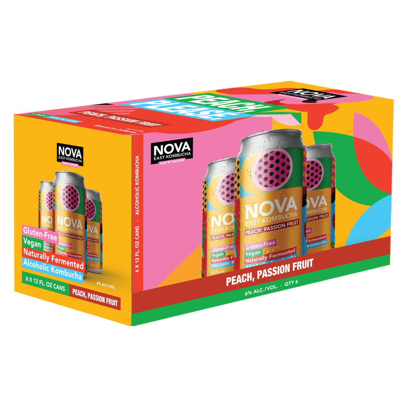 NOVA Kombucha Peach Passion Fruit 6pk 12oz Can - Nova – BevMo!