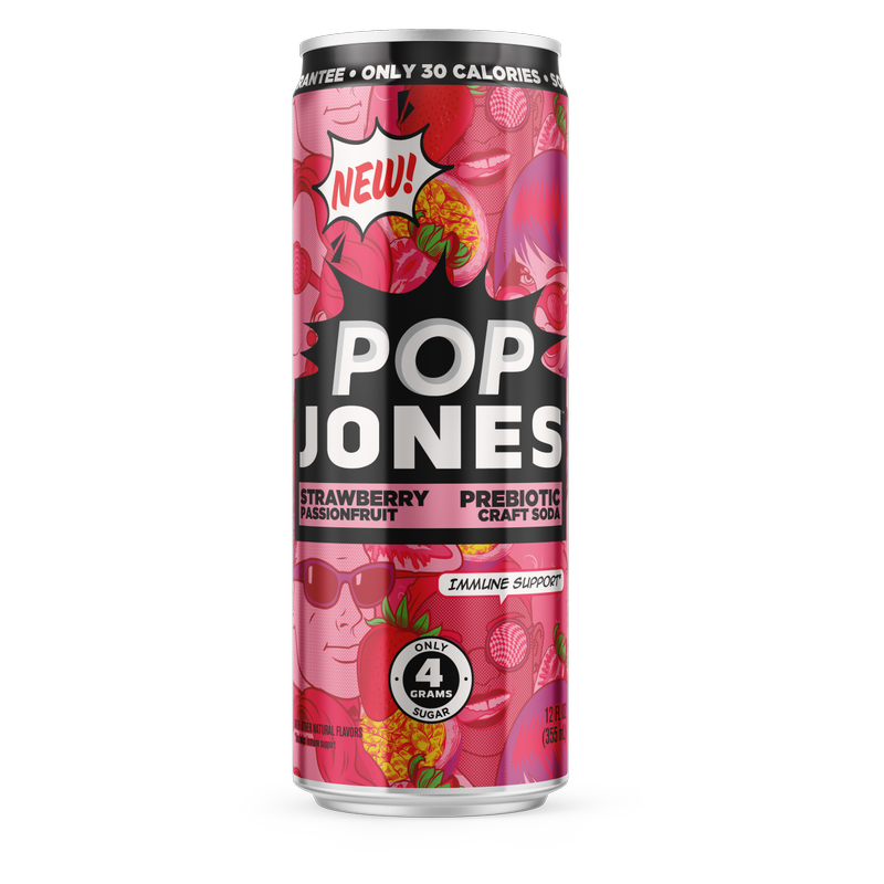 Pop Jones Strawberry Passion Prebiotic Soda 12oz Can - Jones Soda