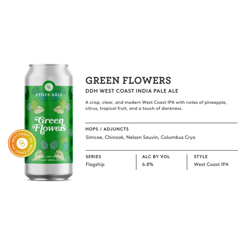 OTHER HALF GREEN FLOWERS 4PKC