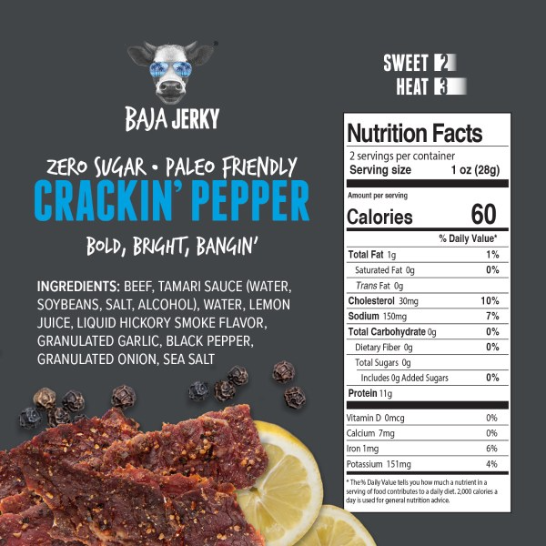 Baja Jerky Crackin' Pepper Beef Jerky 2oz