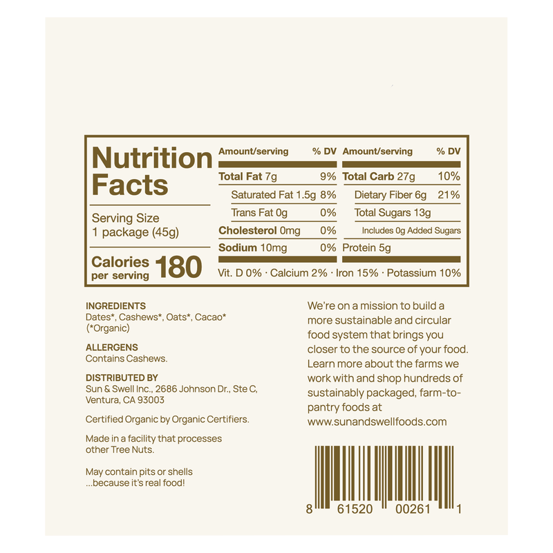 Sun & Swell Fudge Brownie Energy Bites 1.6oz Bag