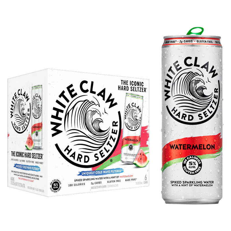 White Claw Hard Seltzer Watermelon 6pk 12oz Can 5.0% ABV - White