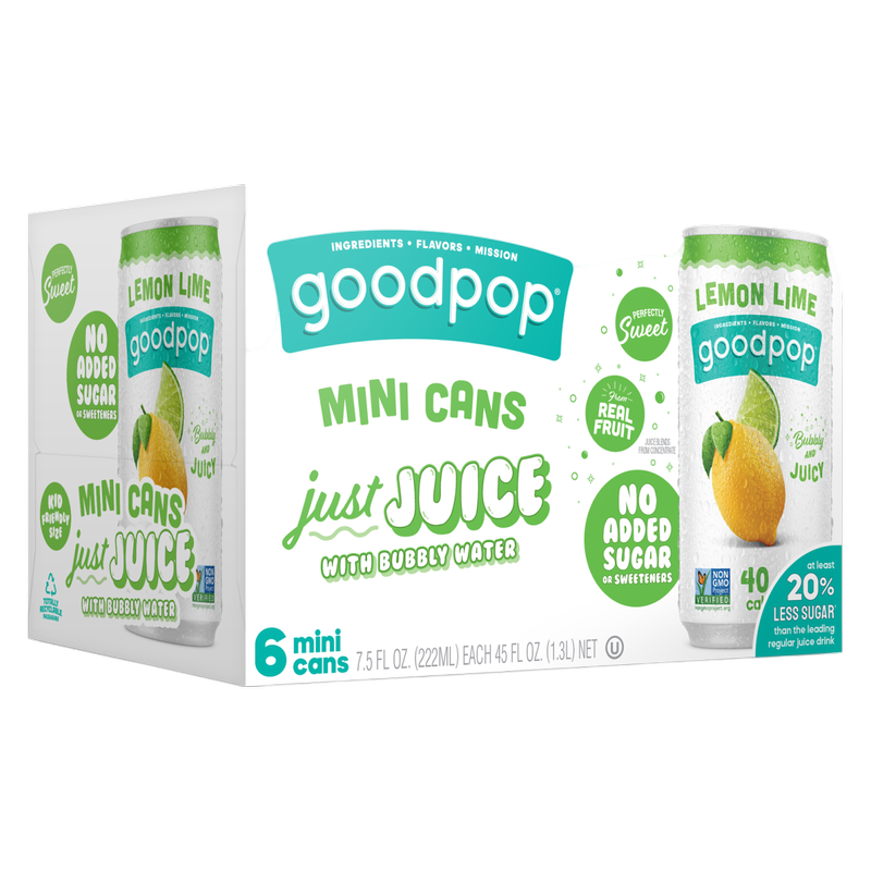 GoodPop Lemon Lime Juice Bubbly Water 6pk Mini Can DNU
