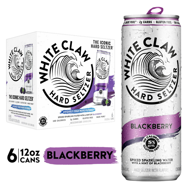 White Claw Seltzer Blackberry 6pk 12oz Can 5.0% ABV - White Claw