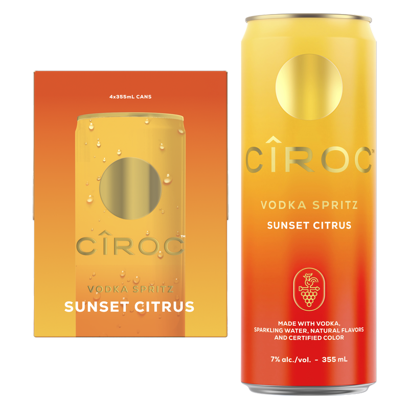 Ciroc Vodka Spritz Sunset Citrus 12oz 4pk 5% ABV - Ciroc – BevMo!