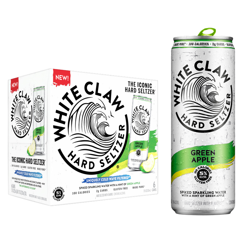 White Claw Seltzer Green Apple 6pk 12oz Can 5.0% ABV – BevMo!