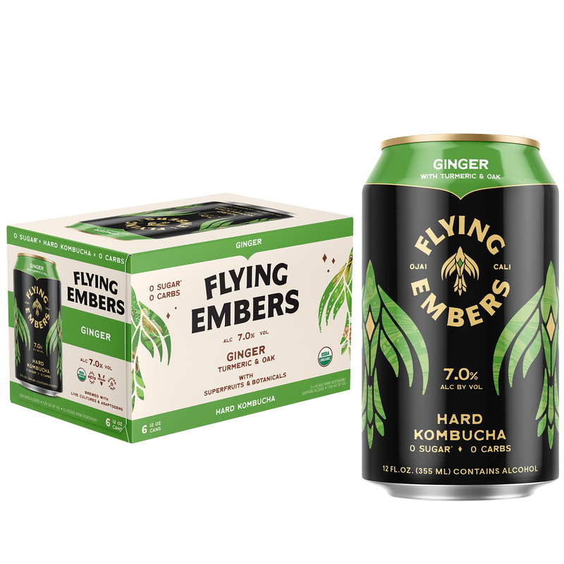 Flying Embers Ginger Hard Kombucha 6pk 12oz Can 7.0% ABV - Flying