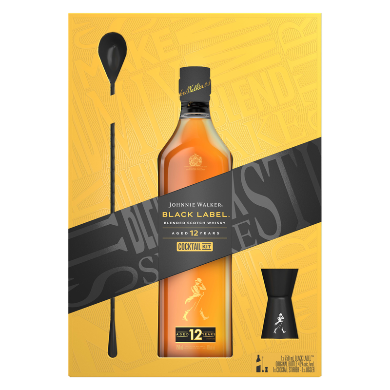 Johnnie Walker Black Label Scotch Gift Set 750ml (80 Proof