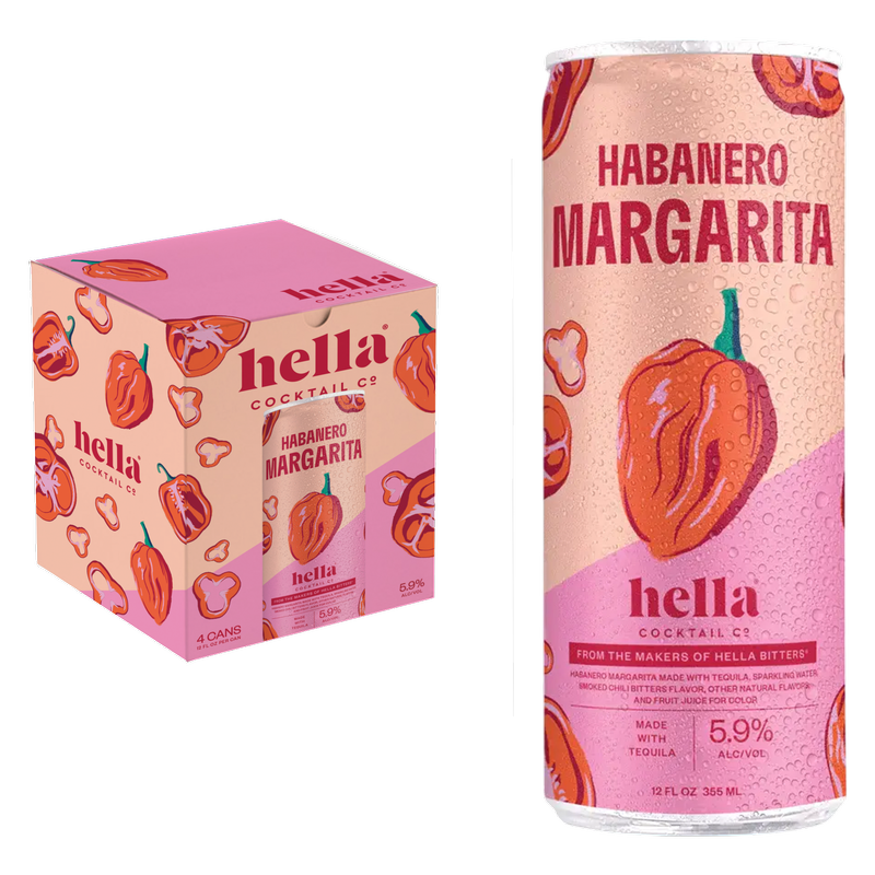 Hella Habanero Margarita 4pk 12oz Can 5.9% ABV - Hella Cocktail Co