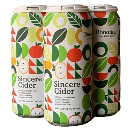 Sincere Cider Bonafide Dry Apple Cider 4pk 16oz Can – BevMo!