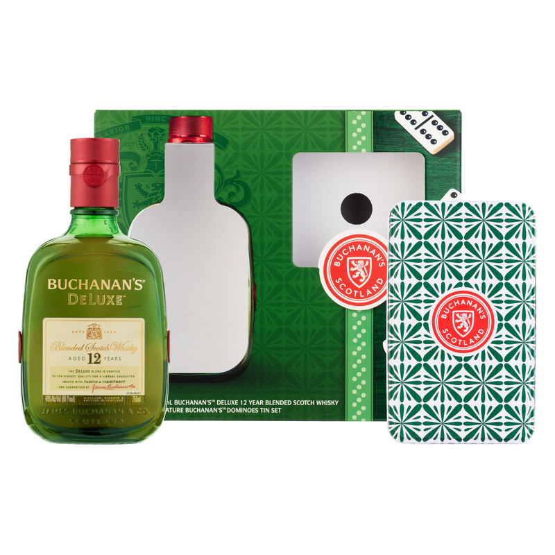 Buchanan's 12 Year Scotch 750ml Bottle w/ Dominoes Tin