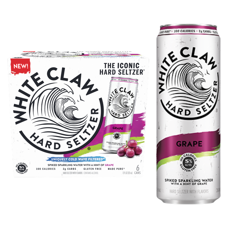 White Claw Grape 6pk 12oz Can 5% ABV - White Claw – BevMo!