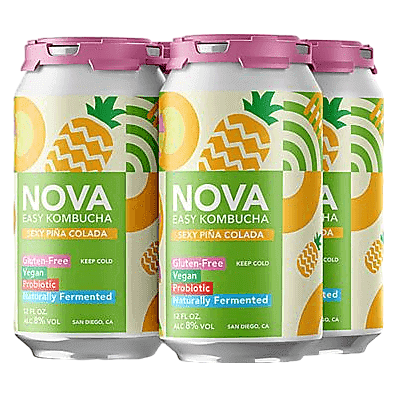 NOVA Easy Kombucha Sexy Pina Colada 4pk 12oz Can
