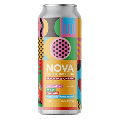 NOVA Easy Kombucha Peach Passion Fruit Single 16oz Can - Nova – BevMo!