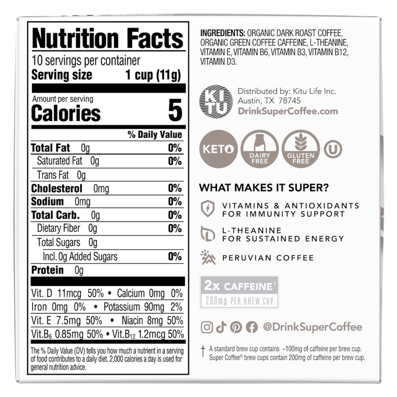 Super Coffee Dark Roast Super Pods 10ct