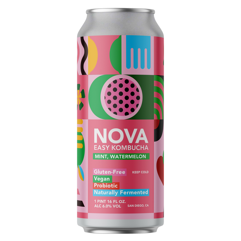 NOVA Easy Kombucha Mint Watermelon Single 16oz Can - Nova – BevMo!