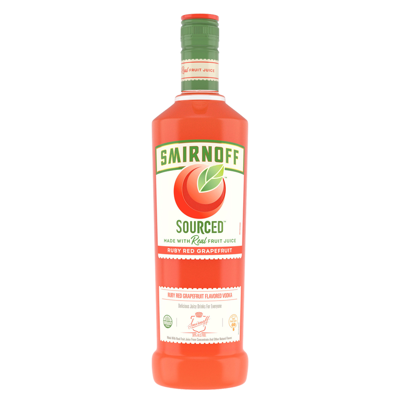 紅葡萄酒 750ml 紅浦桃 Smirnoff Sourced Ruby Red Grapefruit Vodka 750ml - Smirnoff – BevMo!