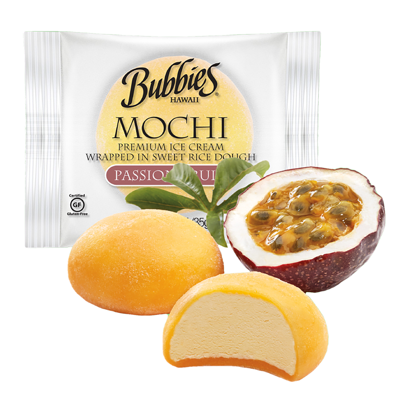 Bubbies Hawaii Passion Fruit Mochi Ice Cream Individually Wrapped