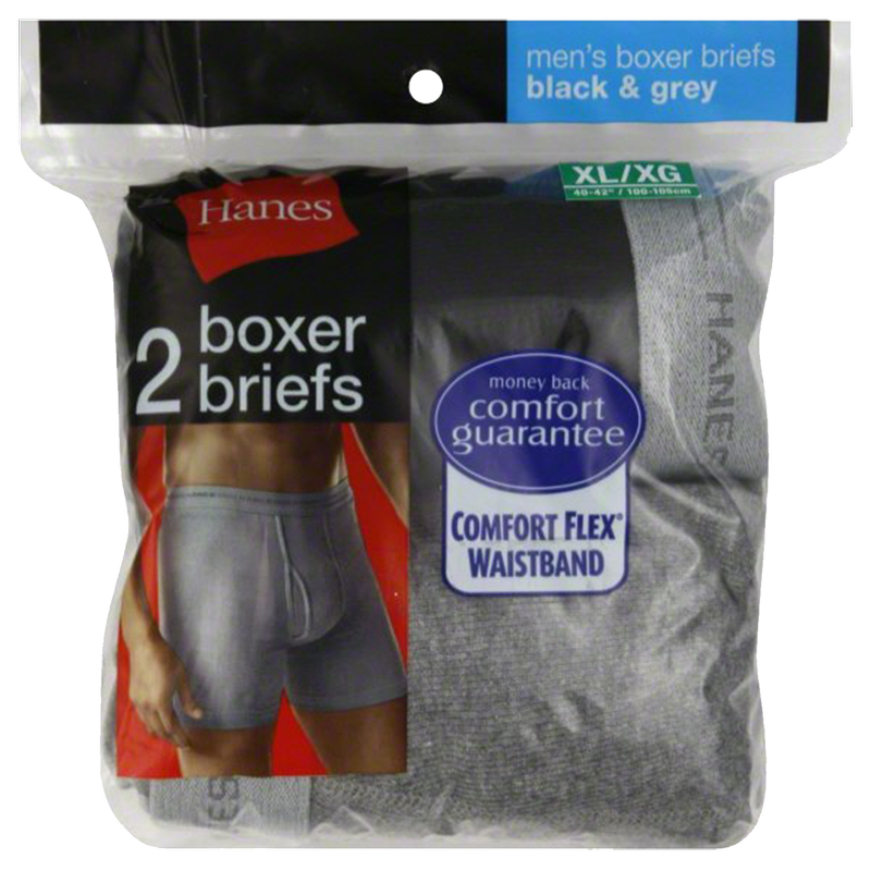Hanes Men's Red Label Boxer Brief Black/Grey 2pk (Size XL) - Hanes