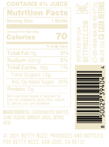 Betty Buzz Ginger Beer 4pk 9oz 4pk Btl