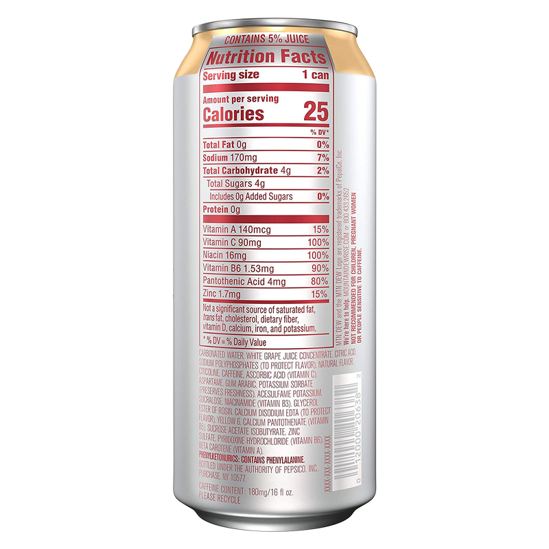 Mnt Dew Rise Peach Mango 16oz Can