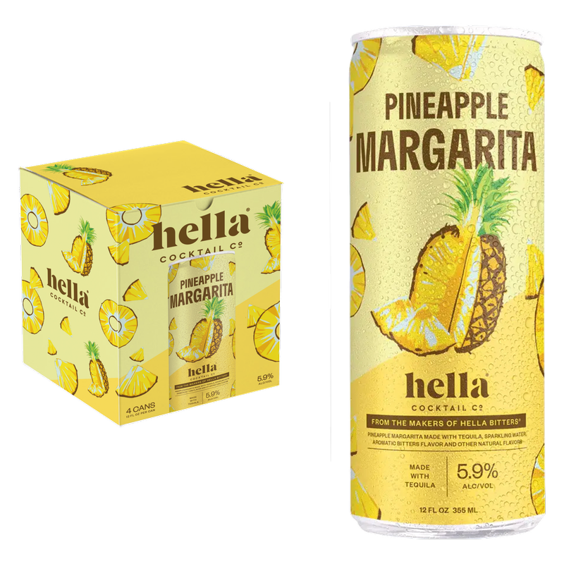 Hella Pineapple Margarita 4pk 12oz Can 5.9% ABV - Hella Cocktail