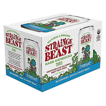 Strainge Beast Hard Kombucha Blueberry Acai Sweet Basil 6pk 12oz Can