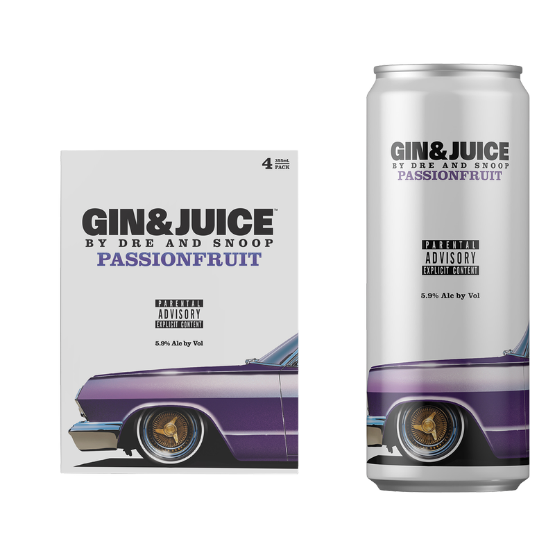 GIN & JUICE Passionfruit 4pk 355ml Can 5.9% ABV - Gin & Juice – BevMo!