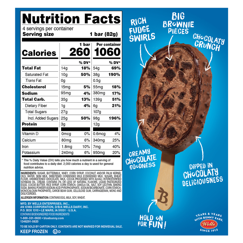Blue Bunny Super Fudge Brownie Load'd Bars 4ct 13.6oz