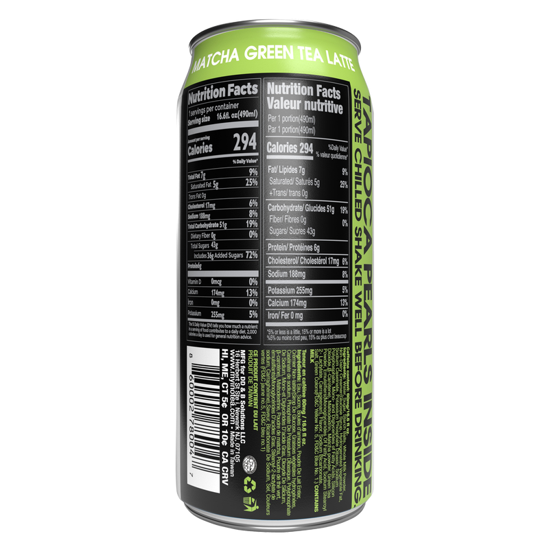 INOTEA - Matcha Green Tea Latte Bubble Tea 16.6oz can