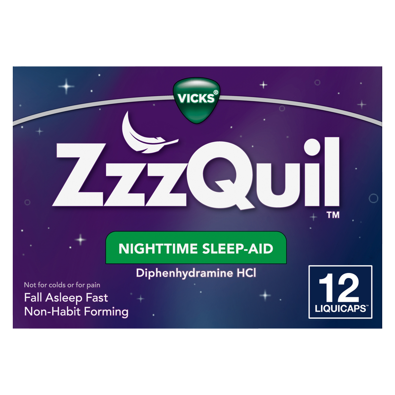 Vicks ZzzQuil Nighttime Sleep Aid LiquiCaps 12ct - Vicks – BevMo!
