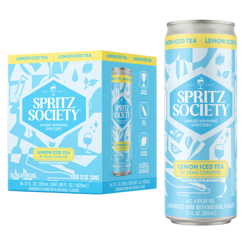 Spritz Society Lemon Iced Tea 4pk 12oz Cans 4.5% ABV - Spritz
