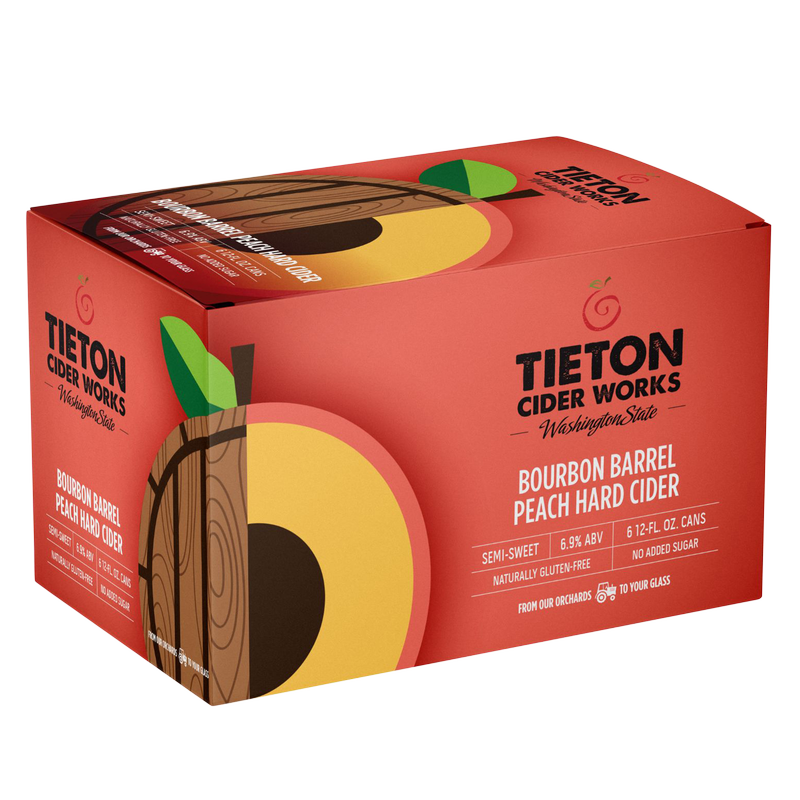 Tieton Cider Works Bourbon Barrel Peach Cider 6pk 12oz Can