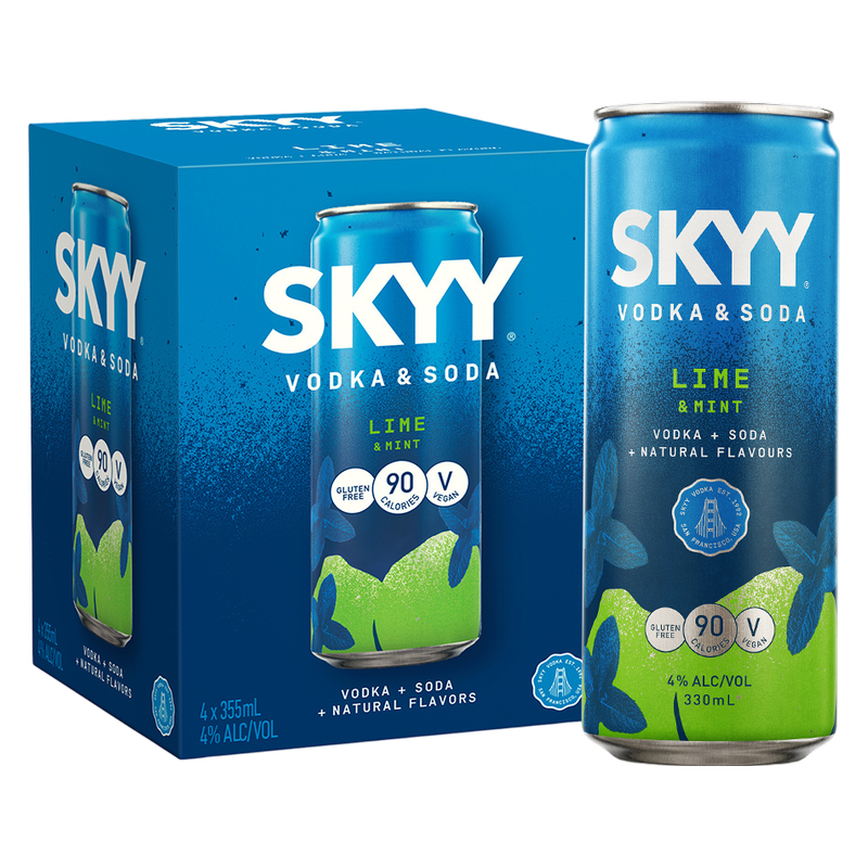Skyy Cocktail Lime & Mint 4pk 355ml Can - Skyy – BevMo!