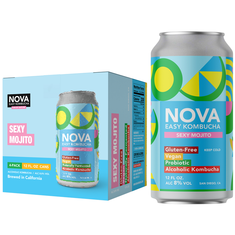 NOVA Easy Kombucha Sexy Mojito 4pk 12oz - Nova – BevMo!