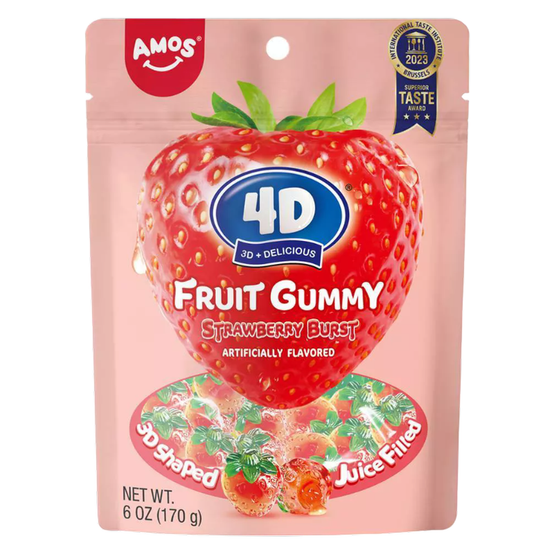 Amos 4D Strawberry Burst Gummy, 6oz - Amos 4D – BevMo!